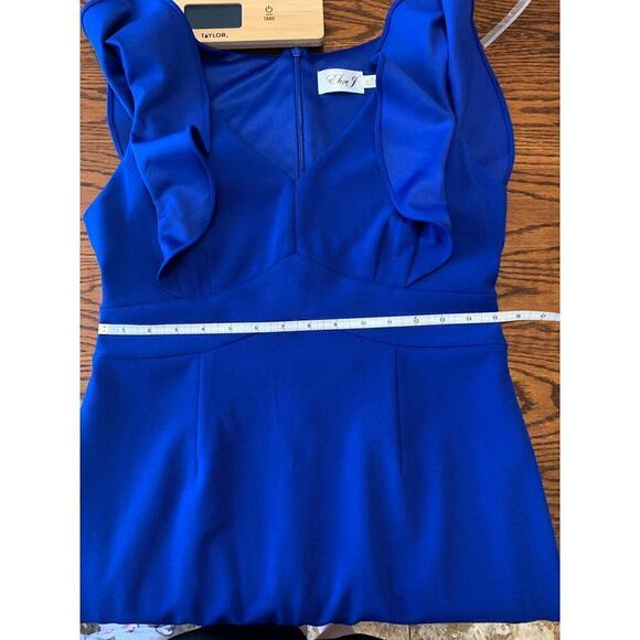Eliza J Cobalt Blue Flutter Sleeve Knee Length Dress Career Wedding Guest 8P - Picture 10 of 11